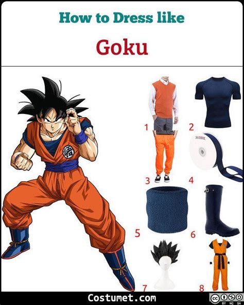 Goku Costume Is An Orange Traditional Gi Over A Navy Blue Short Sleeved