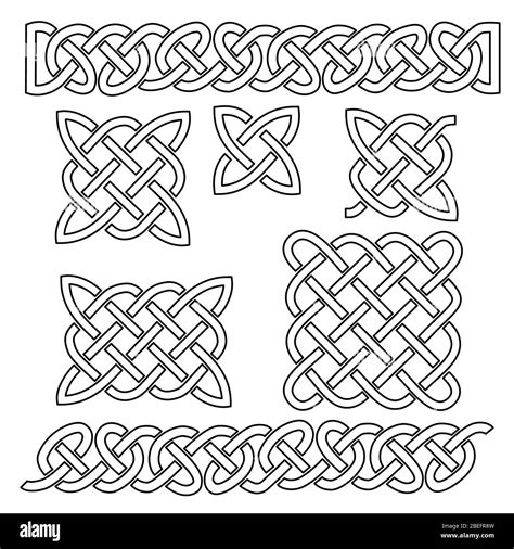 Set Of Celtic Knot Patterns And Celtic Elements Vector Illustration