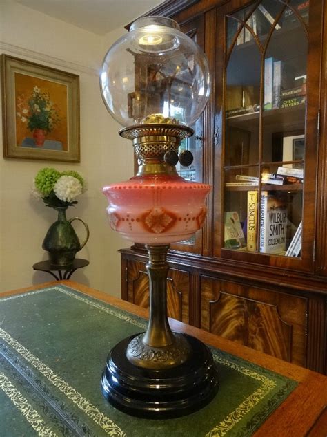 A proper high quality lamp. Antique BEAUTIFUL 19thc VICTORIAN CERAMIC & BRASS TWIN BURNING OIL LAMP - TABLE DESK | ANTIQUES ...