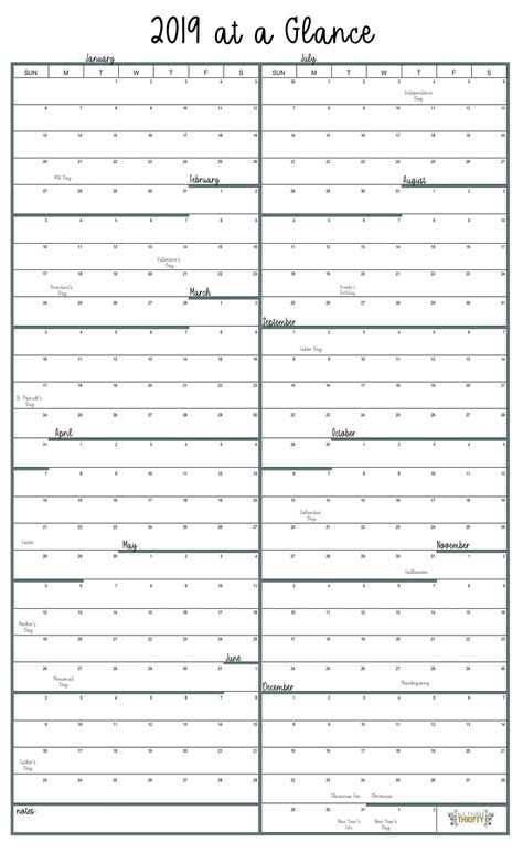 Year At A Glance Calendars Printable Template Calendar Design