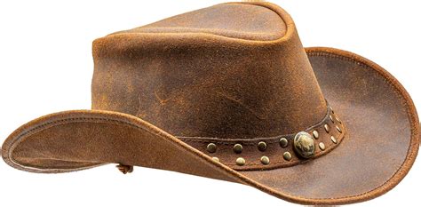 Hadzam Shapeable Outback Hat Western Style Leather Cowboy Hat For Men