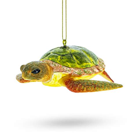 Tranquil Sea Turtle Blown Glass Christmas Ornament Walmart Com