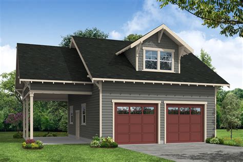 Craftsman Style Detached Garage With Carport And Upstairs Game Room