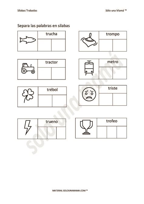 Ejercicios Con Sílabas Trabadas Tr Sólo Una Mamá