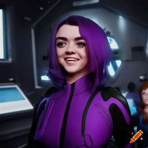 Selfie Of Maisie Williams As A Sci Fi Girl With Purple Hair On Craiyon