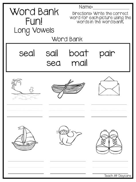 10 Printable Long Vowel Words Worksheets 1st 2nd Grade Ela Etsy