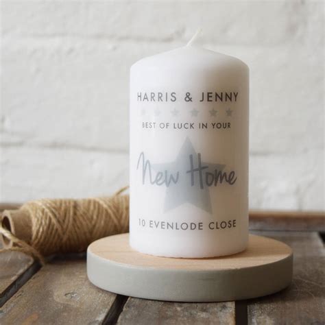 When your friend finally gets her first place without roommates, she deserves some awesome housewarming gifts for the apartment or new home. Personalised New Home Candle Gift By Jodie Gaul ...
