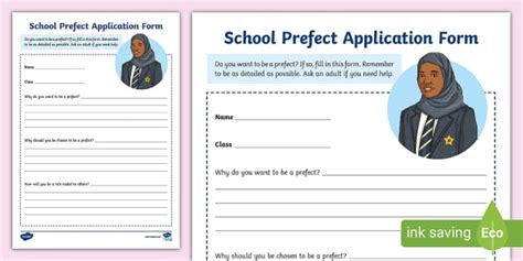 School Prefect Application Form Teacher Made Twinkl