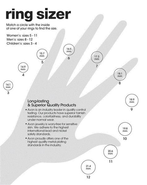 Finger Actual Size Ring Size Chart