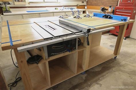 Now go to the metal clamp and push it against the table saw. 11 Table Saw Workbench Plans You Can DIY Easily