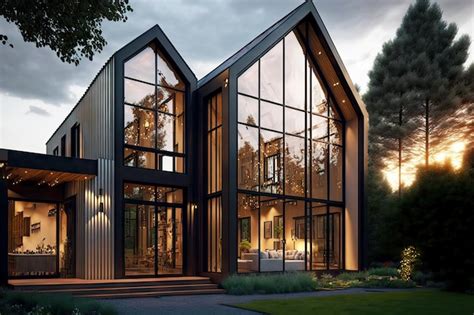 Premium Photo Cozy Glass House With Contemporary Exterior House