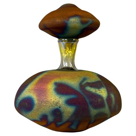 1984 Hand Blown Signed Art Glass Perfume Bottle Milli Chips Satin Frosted For Sale At 1stdibs