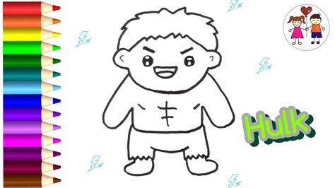 Hulk coloring pages for kids. How to Draw a Cute Cartoon Hulk | Coloring Pages for Kids ...