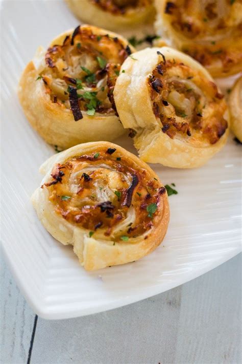 Mini Cheese And Caramelized Onion Tart Puff Pastry Appetizer Whole