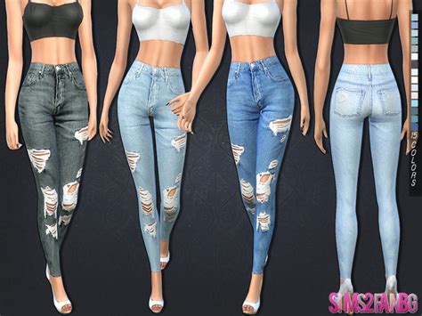 Ripped Skinny Jeans By Sims2fanbg At Tsr Sims 4 Updates