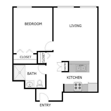 1 Bedroom 1 Bath Apartment 500 Sq Ft Studio Apartment Floor Plans