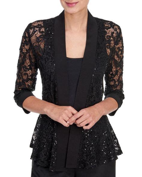 Sequin Lace Open Front Jacket In 2020 Lace Dress With Sleeves