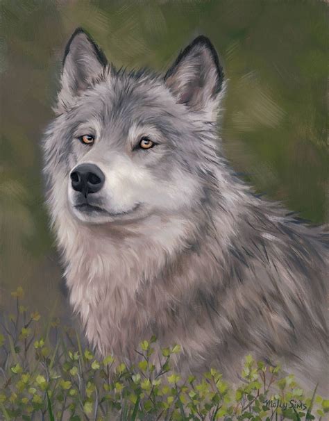 Wolf Wolf Painting Wolf Print Wolf Art Gray Wolf Wildlife