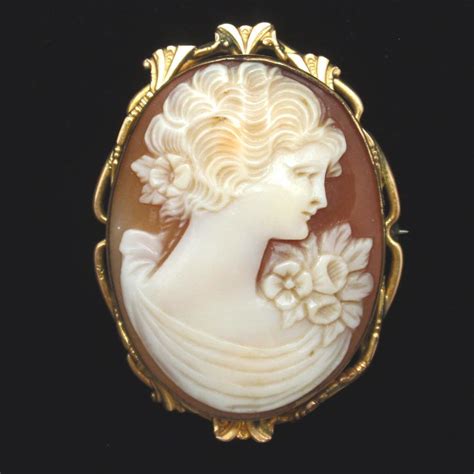 Antique Cameo Brooch Pin Carved Shell Gold Filled Bezel From