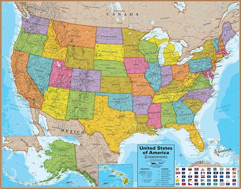 Hemisphere Usa Wall Map 48 X 38 Up To Date Cartography