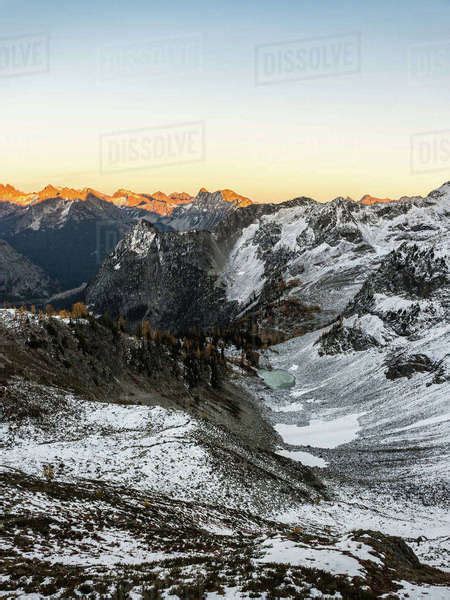 Snow Covered Mountain Peaks Cascade Mountain Range Diablo Washington