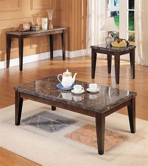 Black medium oval wood coffee table with nesting tables. Danville 07142 Coffee Table 3Pc Set w/Black Marble Top