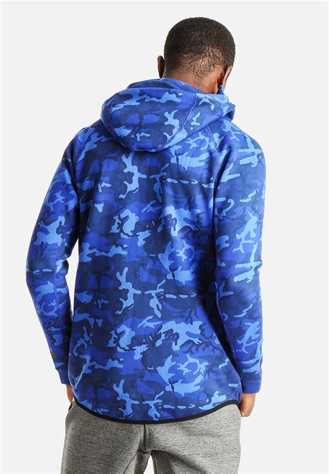 Nike Tech Camo Hoodie Blue Nike Hoodies