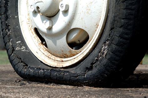 Worn Out Tyre Tread Wear Indicators Closeup The Tyres Tread Has