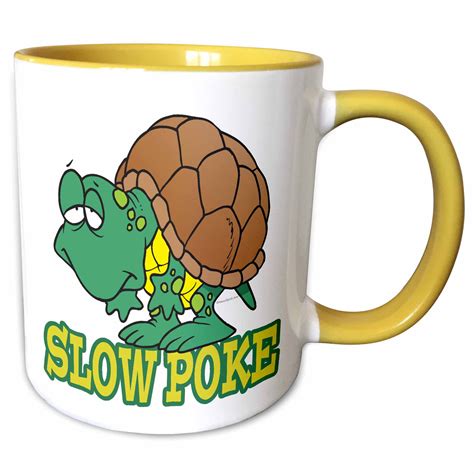 3drose Silly Slow Poke Turtle Cartoon Two Tone Yellow Mug 11 Ounce