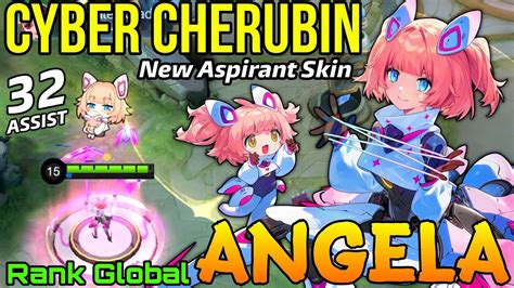 cyber cherubin angela new the aspirants skin gameplay top global angela mobile legends youtube