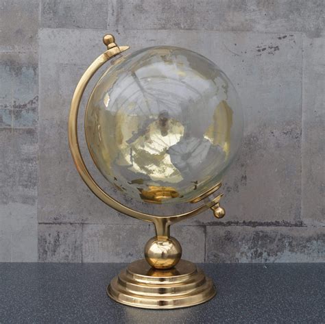 Large Glass Globe On Metal Stand Gold 32cm 1pk Candlelight Home