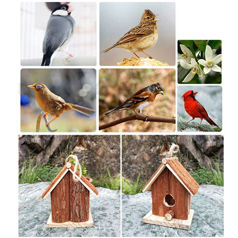 Wooden Bird House Outside Hanging Handmade Birdhouse Bird Nest Natural