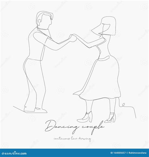 Continuous Line Drawing Dancing Couple Simple Vector Illustration