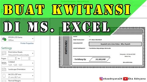 Cara Membuat Kwitansi Dengan Microsoft Excel Secara Otomatis Youtube