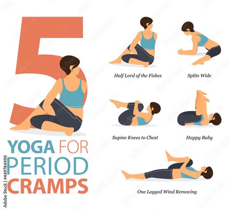 5 Yoga Poses Or Asana Posture For Workout In Period Cramps Concept