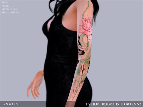 Tattoo Dragon In Flowers N2 The Sims 4 Catalog