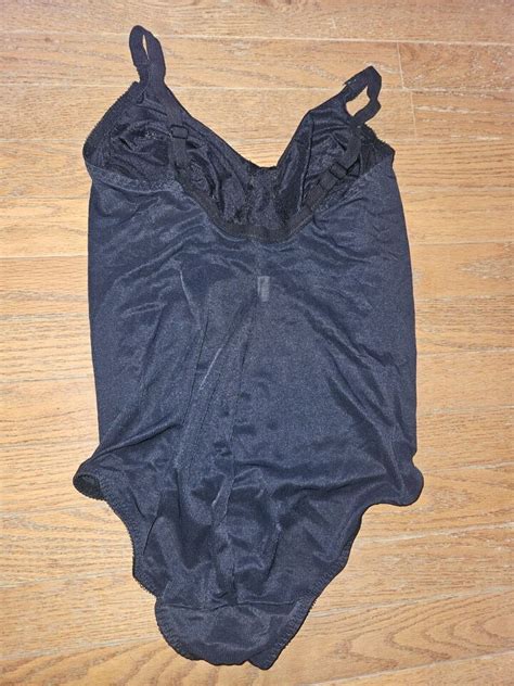 Vtg Lady Manhatten Black Nylon Lycra Bodysuit Shaper Girdle Sz 38c Ebay