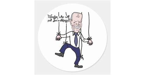 Funny Anti Joe Biden Puppet Political Cartoon Classic Round Sticker