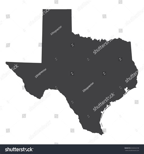 Texas State Map Black On White Stock Vector (Royalty Free) 604042238