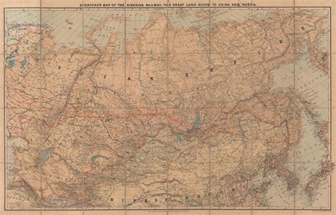 Stanfords Map Of The Siberian Railway The Great Land Route To China