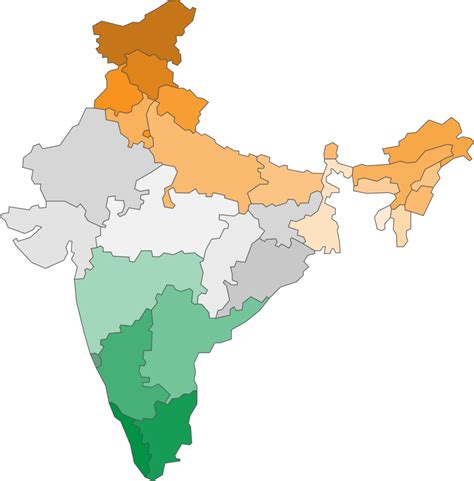 India Political Map Divide By State 13893534 Png