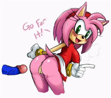 Rule 34 Amy Rose Anthro Blush Bottomless Color Consent Dialogue English Text Female Fur Furry
