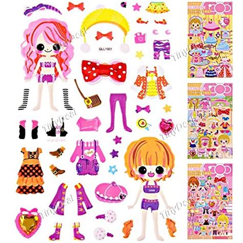 Adorable 3d Doll Dress Up Sticker Diy Puffy Cute Girl Dress Up Sticker