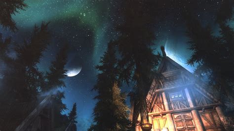 The Elder Scrolls V Skyrim Enb Video Games Aurorae Night