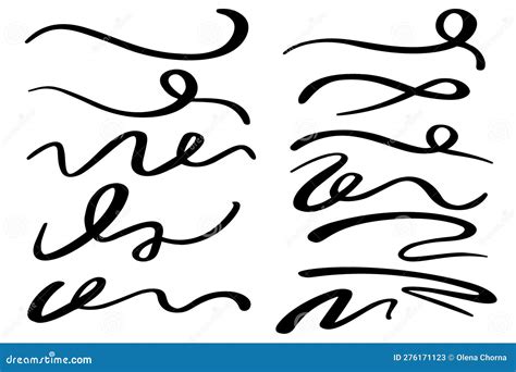 Swashes Swoops And Swishes Calligraphy Signs Underlines Hand Drawn Strokes Vector Symbols Set