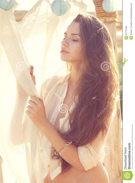 Tender Portrait Of Beautiful Young Girl Stock Image Image Of Glamour