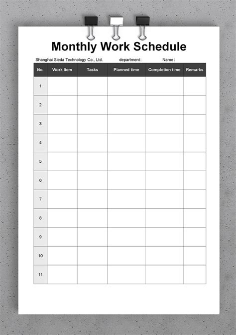 Monthly Staff Schedule Template Free Ms Excel Templates