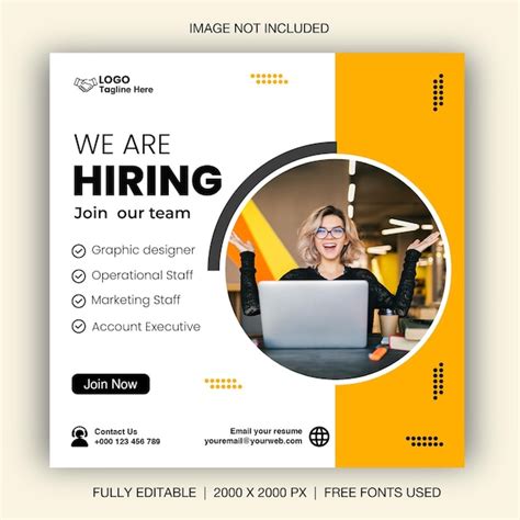 Premium Psd We Are Hiring Job Vacancy Square Banner Or Social Media