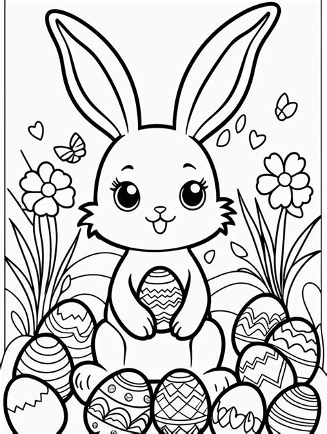 Adorable Kawaii Bunny Easter Coloring Page For Kids Muse Ai