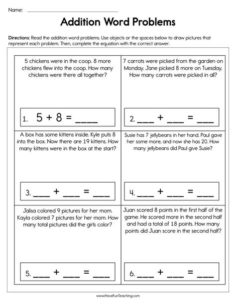 The online version of the algebra word problems solver worksheet works on the ipad, iphone, and other mobile devices. Addition Word Problems Worksheet | Have Fun Teaching